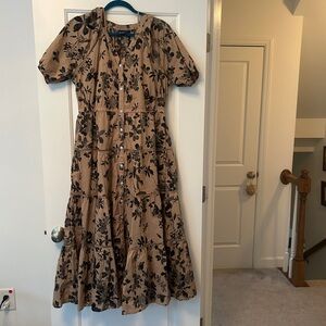GAP Tan and Black Floral Maxi Dress